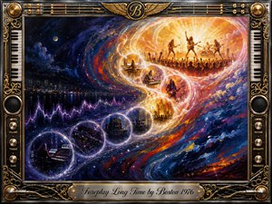 Kung Fu Hand Painting - An ornate chrome-and-gold frame surrounds a sweeping acrylic rock fantasy, where glowing musical bubbles rise in an S-curve from a dark, blue city night into a radiant concert climax. Keyboards, guitars, amplifiers, speakers, and crowds emerge through swirling cobalt, violet, orange, and gold light, creating a nostalgic, triumphant sense of musical ascent.